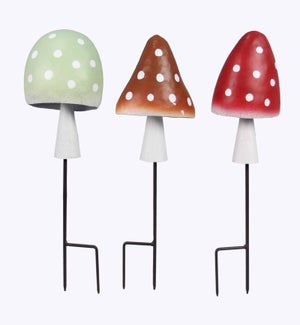 Metal Mushroom Stake, 3 Ast