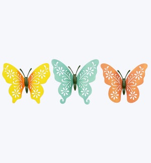 Metal Butterfly Wall Art, 3 Ast