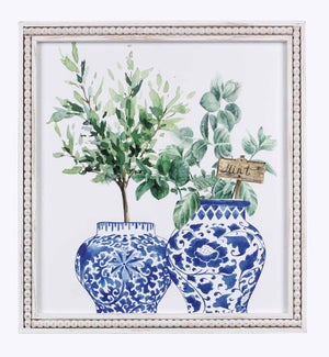 MDF Plant Wall Decor w/Wood Bead Strip Frame