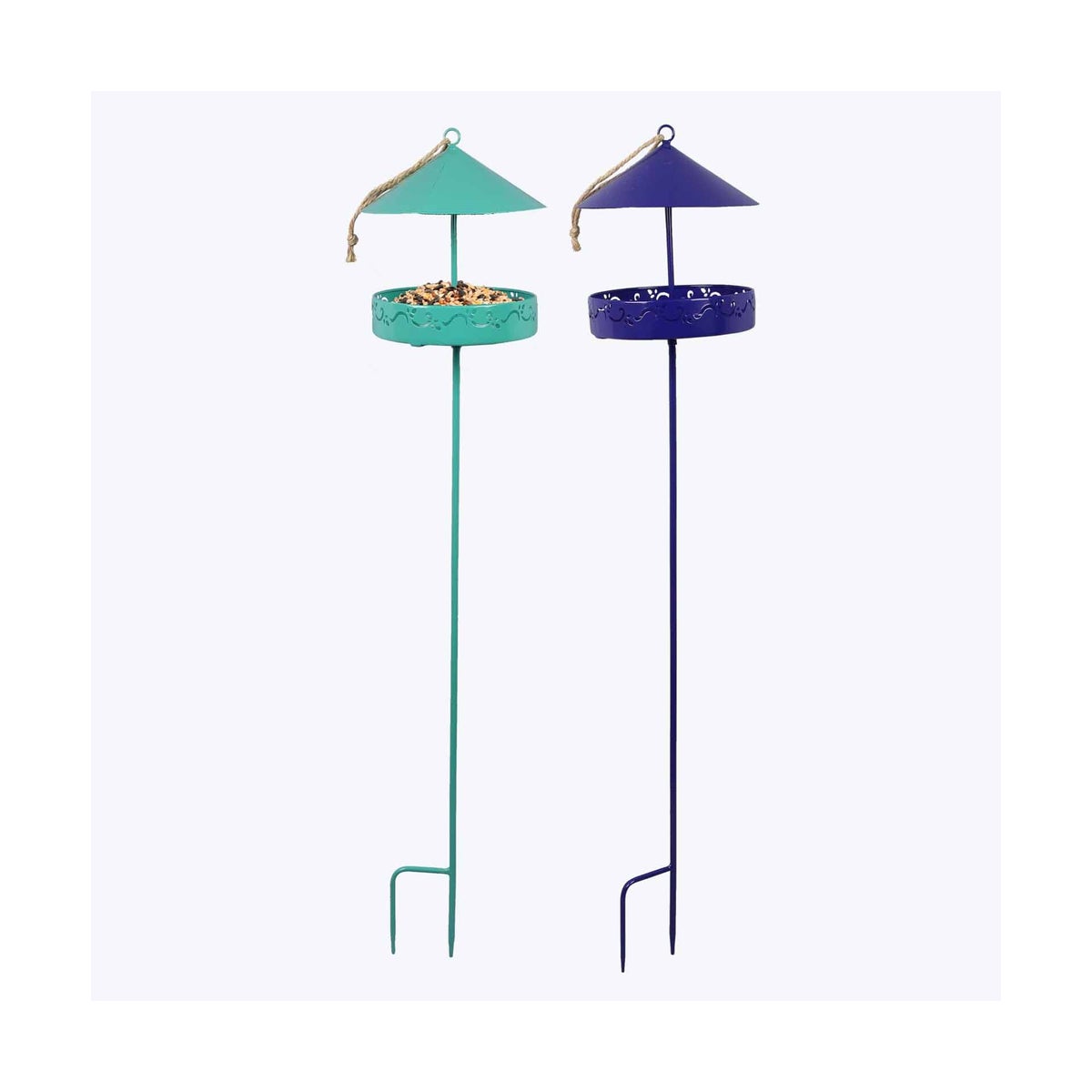 Metal Bird Feeder Yard Stake 2 Ast
