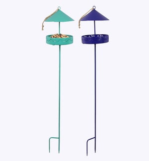 Metal Bird Feeder Yard Stake 2 Ast