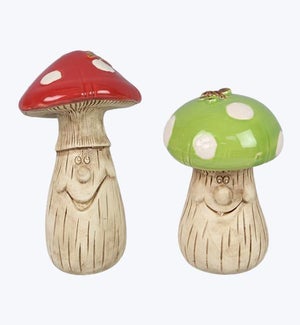 Ceramic Mushroom Face Decor 2 Ast