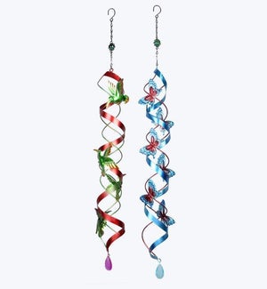 Metal Hummingbird Wind Spinner 2 Ast