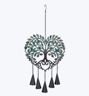 Metal Heart Shape Tree of Life Wind Bell