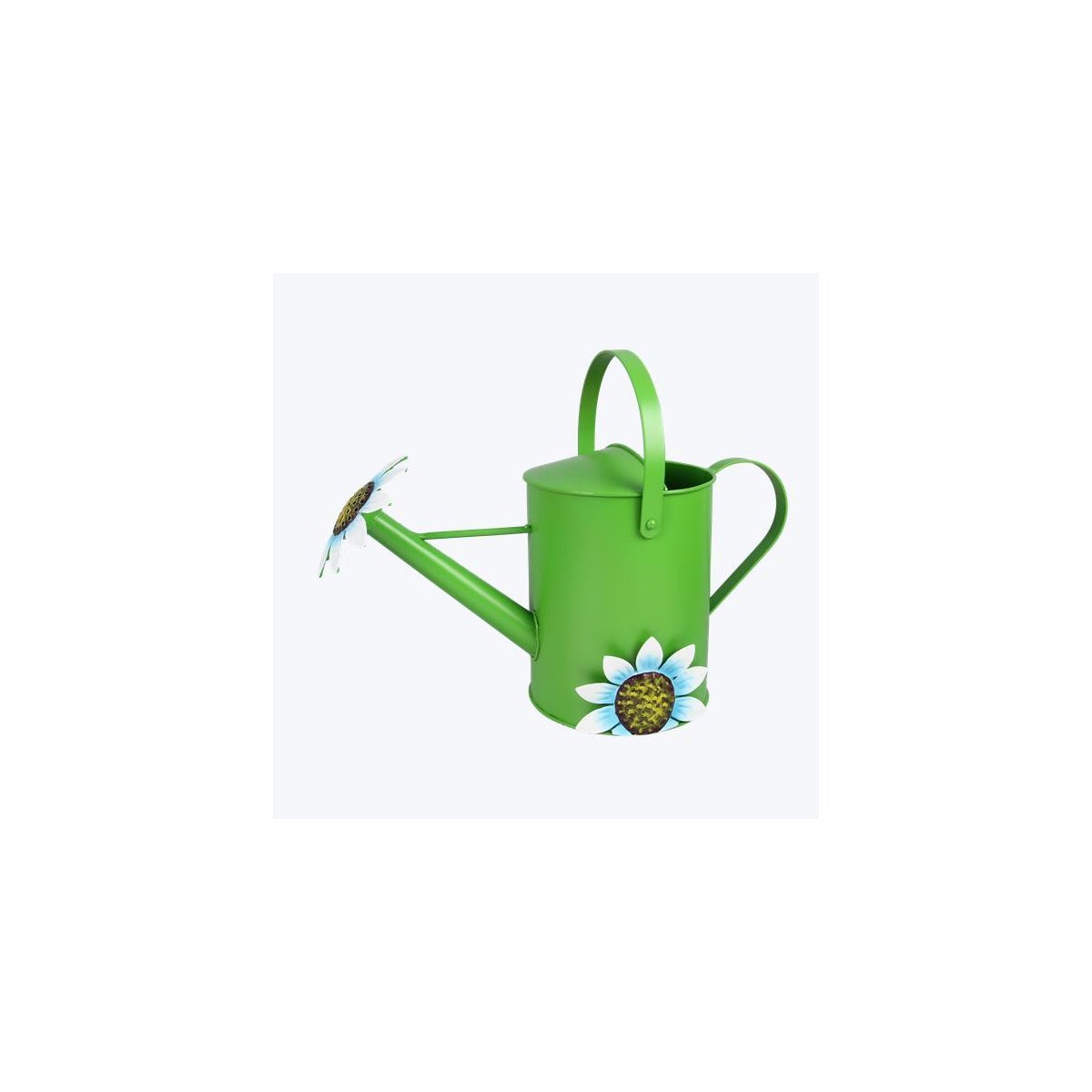 Metal Garden Watering Can Green with Flower