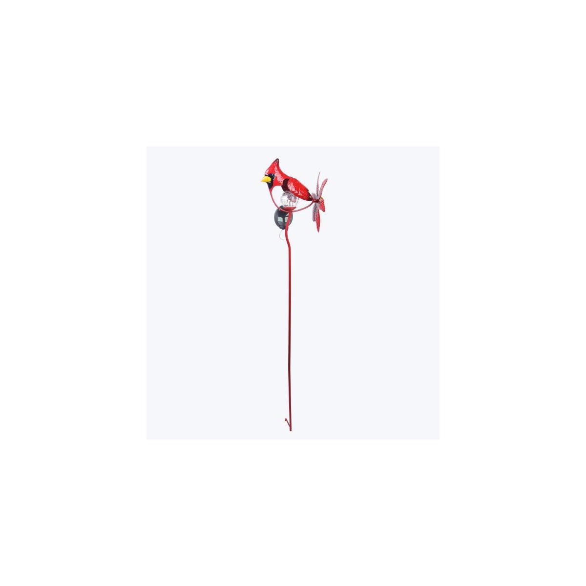 Metal Cardinal with Spinning Tail Solar LED Light Garden Stake
