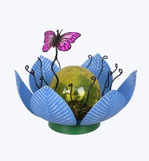 Metal Flower with Glass Orb Tabletop Decor