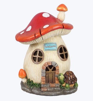 Resin Solar LED Light Mushroom House