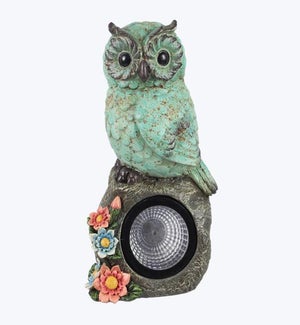 Resin Antique Solar LED Light Owl