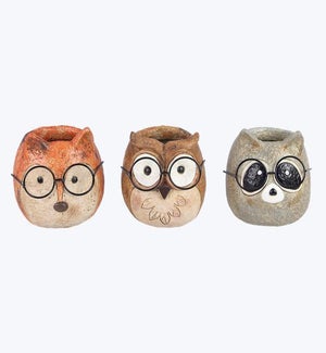 Resin Cottage Critter Planters 3 Ast