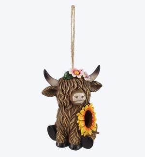 Resin Highland Cow Bird House