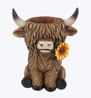 Resin Highland Cow Planter