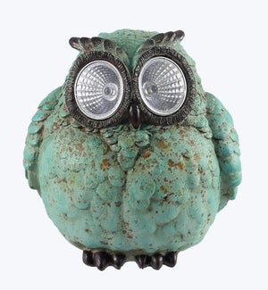 Resin Antique Solar LED Light Owl