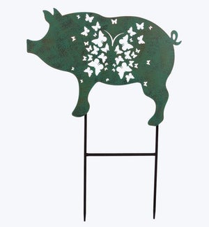 Metal Laser Cut Pig Garden Stake