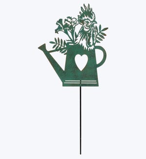 Metal Laser Cut Watering Can Garden Stake