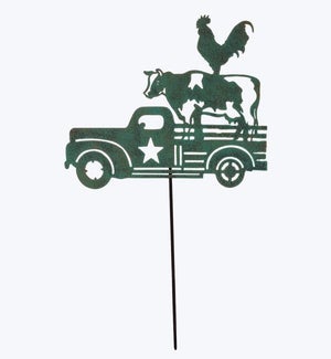 Metal Laser Cut Farm Truck Garden Stake