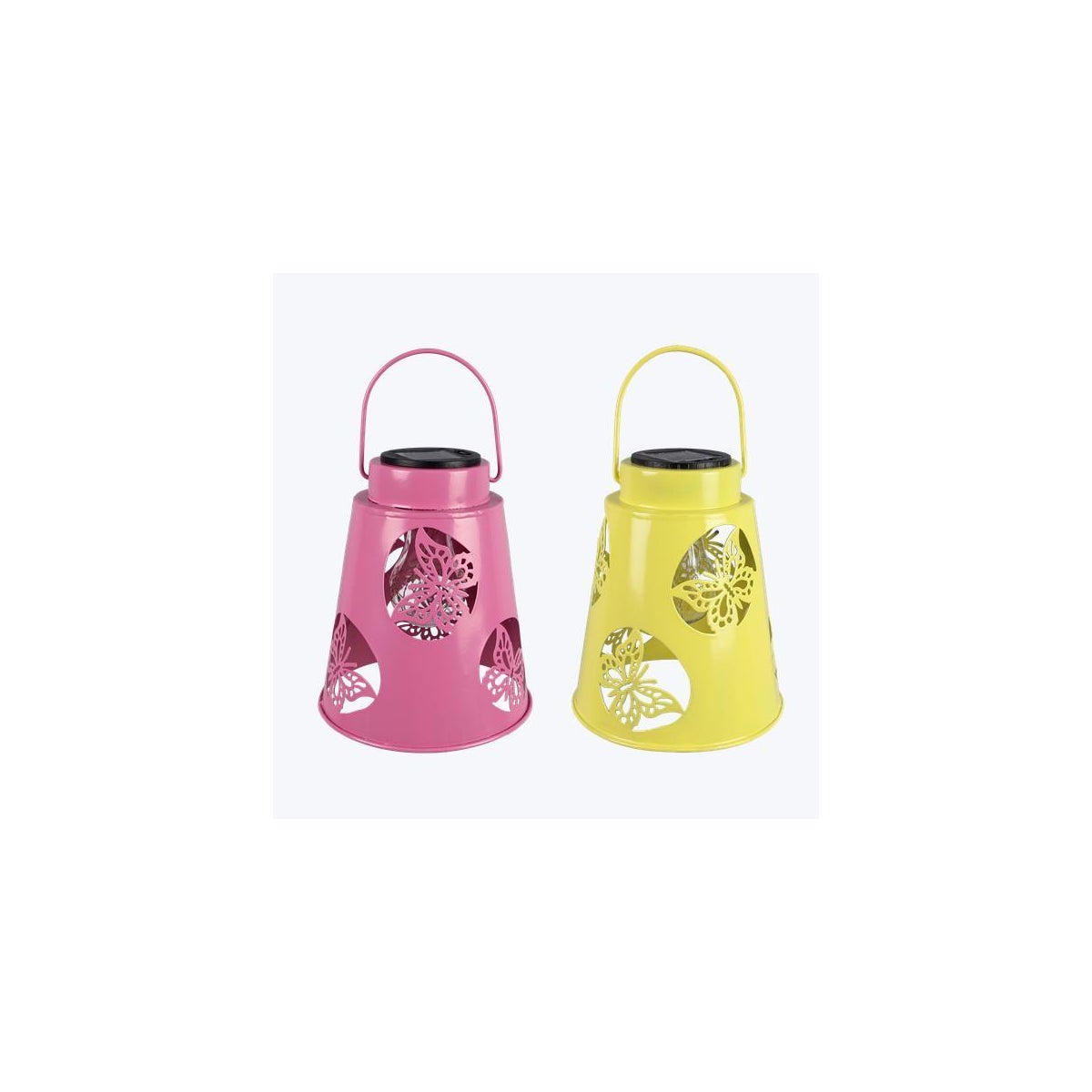 Metal Laser Cut Butterfly Solar LED Lamp 2 Ast