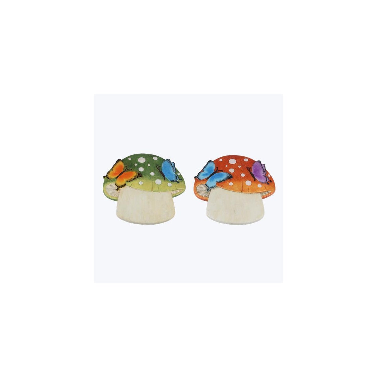 Cement Mushroom Stepping Stone with Butterflies, 2 Ast