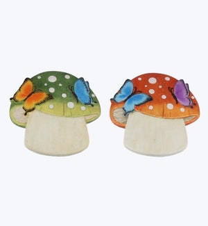 Cement Mushroom Stepping Stone with Butterflies, 2 Ast