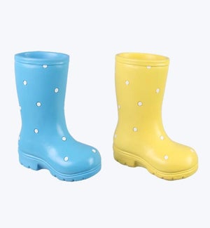 Resin Rain Boot Planter 2 Ast