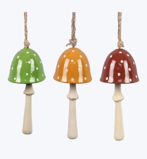 Stoneware Mini Mushroom Wind Bell,3 Ast