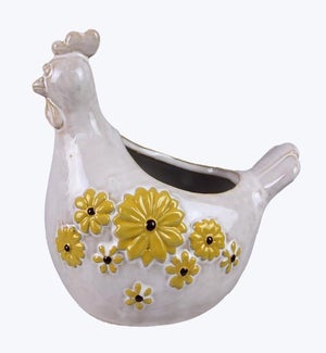 Stoneware Chicken Planter
