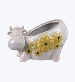 Stoneware Cow Planter