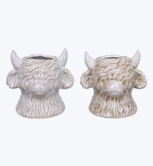 Stoneware Highland Cow Planter 2 Ast