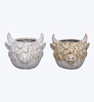 Stoneware Highland Cow Bust Planter, 2 Ast