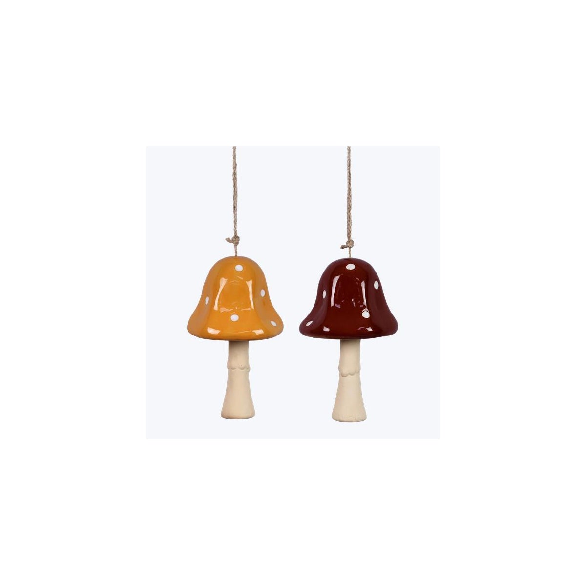 Stoneware Mushroom Wind Bell, 2 Ast