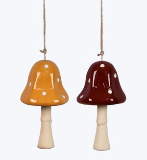 Stoneware Mushroom Wind Bell, 2 Ast