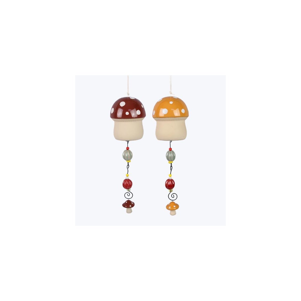 Stoneware Mushroom Wind Bell 2 Ast