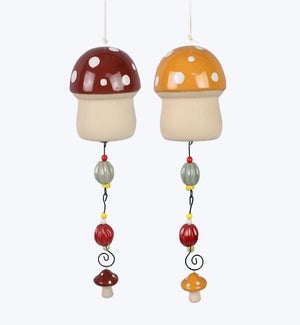 Stoneware Mushroom Wind Bell 2 Ast