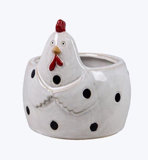 Ceramic Spotted Chicken Planter