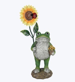 Resin Tabletop Frog with Flower