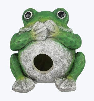 Resin Speak no Evil Frog Shaped Bird House