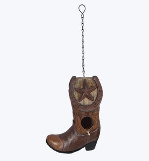 Resin Cowgirl Boot Shape Bird House