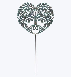 Metal Heart Shape Family Tree Garden Stake