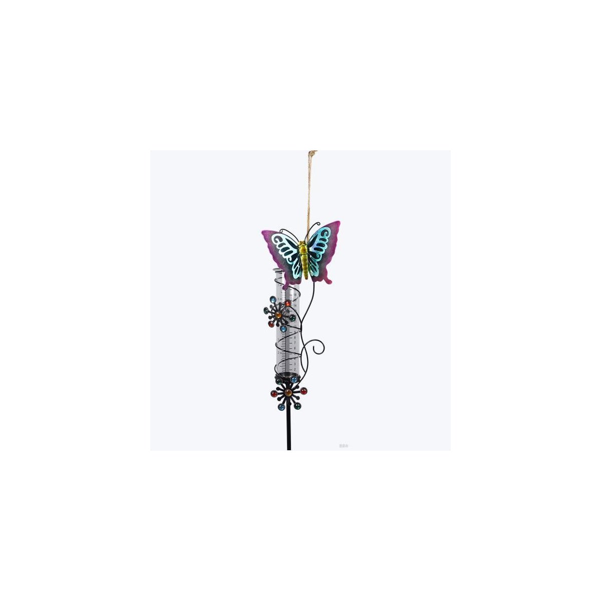 Metal Butterfly Rain Gauge Garden Stake