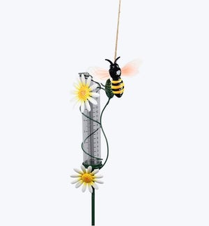 Metal Bee Rain Gauge Garden Stake