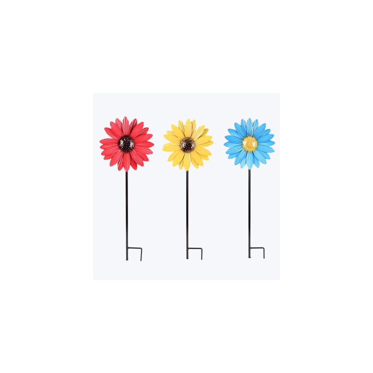 Metal Flower Garden Stake 3 Ast