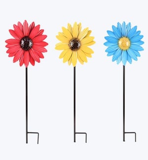 Metal Flower Garden Stake 3 Ast
