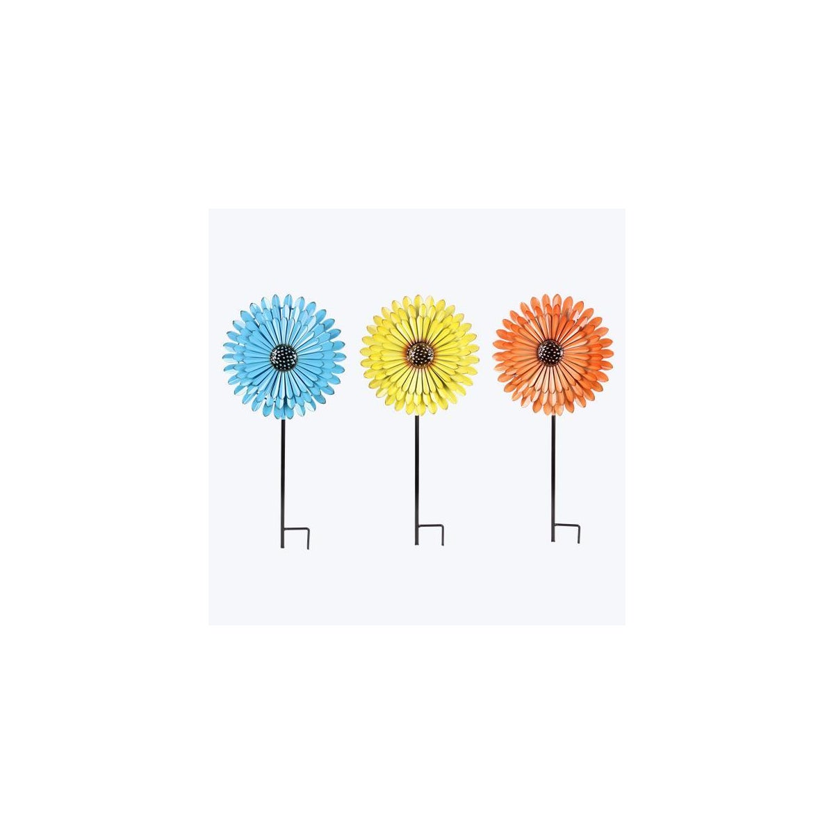 Metal Flower Garden Stake 3 Ast