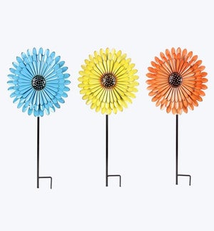 Metal Flower Garden Stake 3 Ast