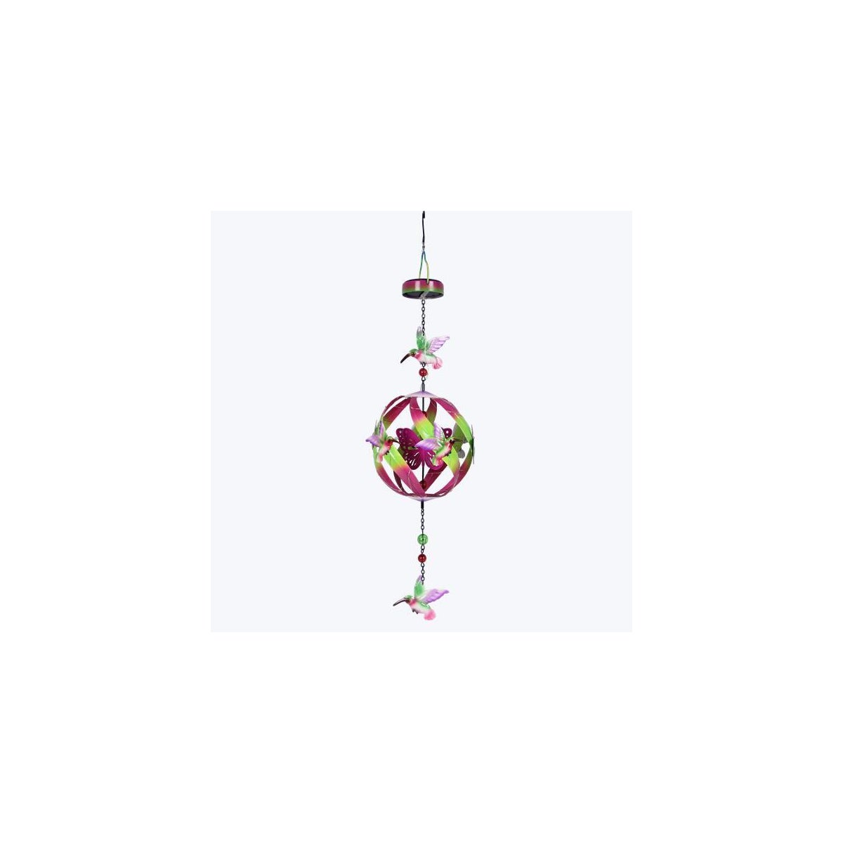 Metal Humming Bird Wind Spinner with Solar LED light