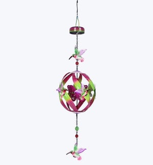 Metal Humming Bird Wind Spinner with Solar LED light