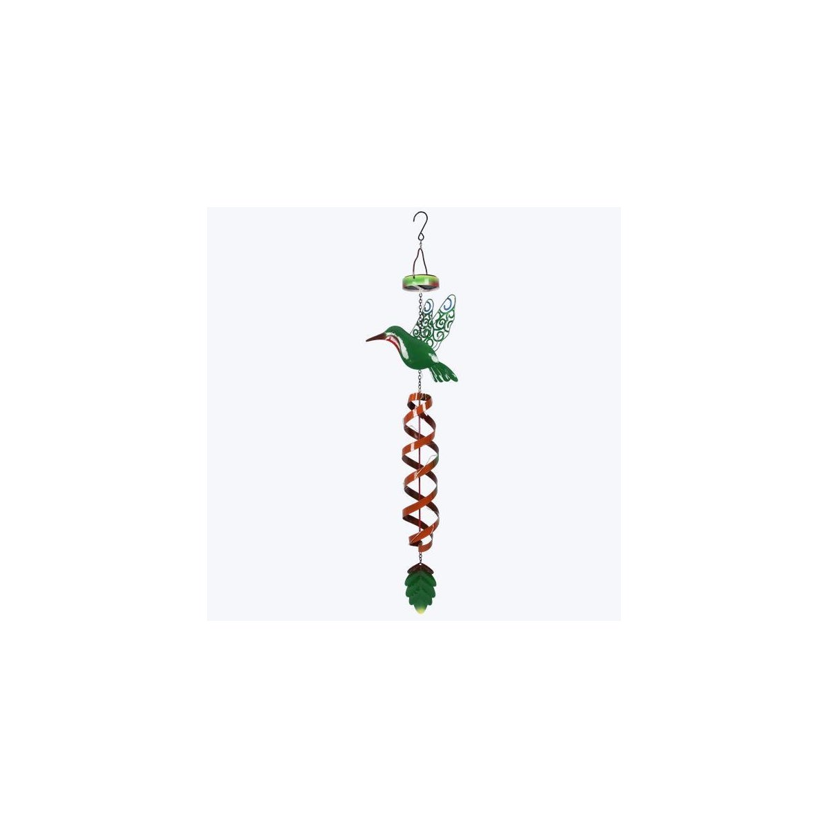 Metal Hummingbird Wind Spinner with Solar LED Light