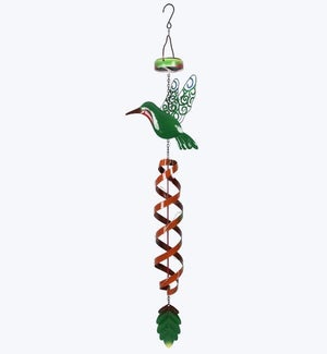 Metal Hummingbird Wind Spinner with Solar LED Light