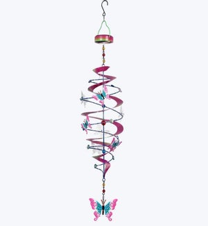 Metal Butterfly Wind Chime with Solar LED Light