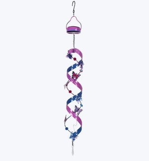Metal Swirl Wind Chime with Solar LED Light